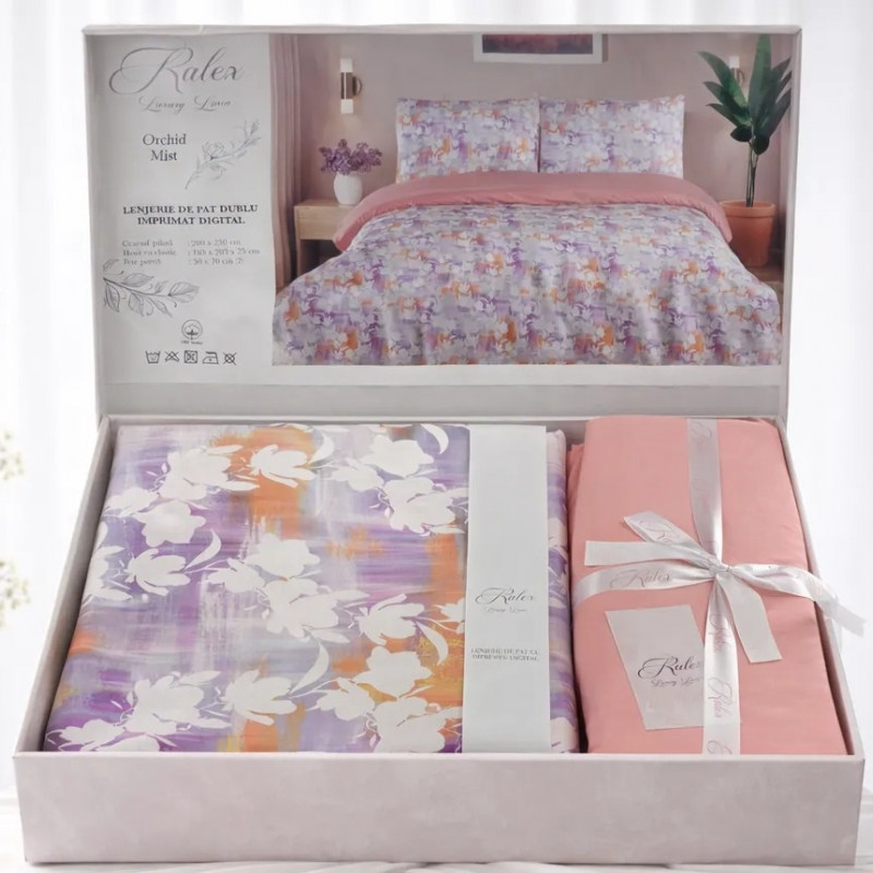 Lenjerie de pat Cotton Pro 100% bumbac – imprimare digitală (Orchid Mist) – RALEX PUCIOASA