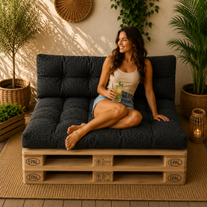 Set perne grădină ”Pallet Soft Seating” (1) + Fata de masa cadou