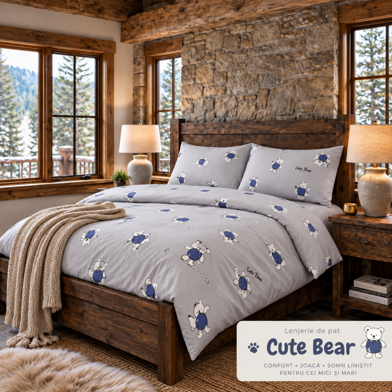 LENJERIE PAT TRICOT BUMBAC 100 % CU HUSĂ- CUTE BEAR – RALEX PUCIOASA