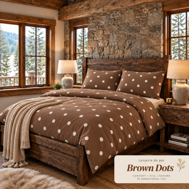 LENJERIE PAT TRICOT BUMBAC 100 % CU HUSĂ- BROWN DOTS – RALEX PUCIOASA