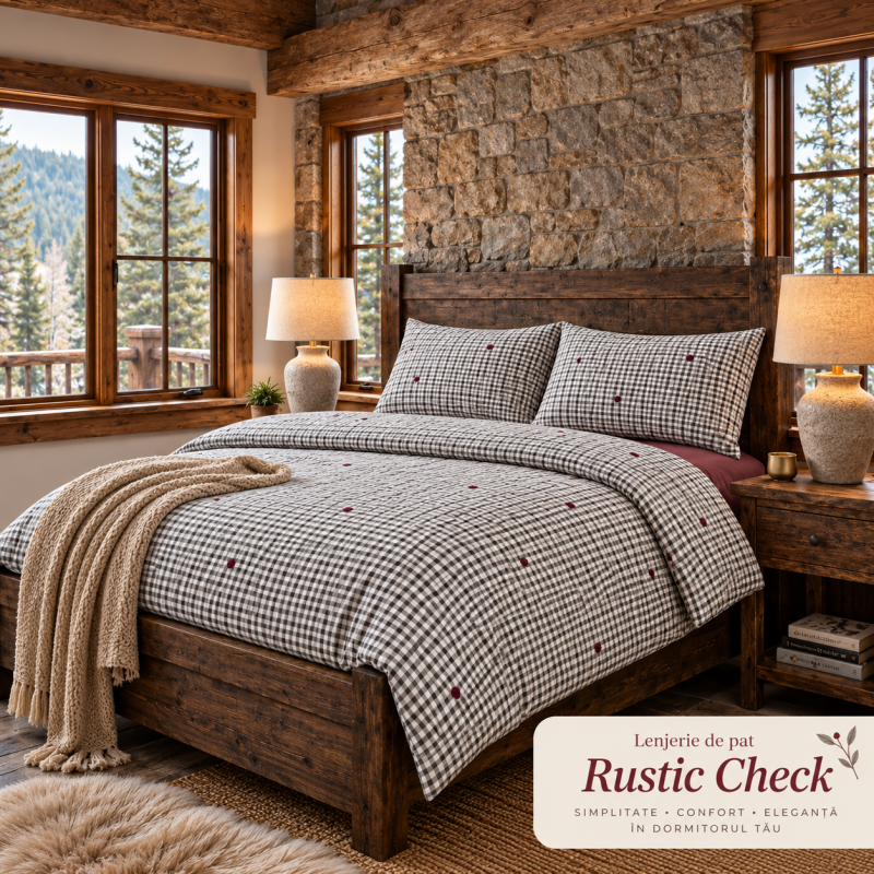 LENJERIE PAT TRICOT BUMBAC 100 % CU HUSĂ- RUSTIC CHECK – RALEX PUCIOASA