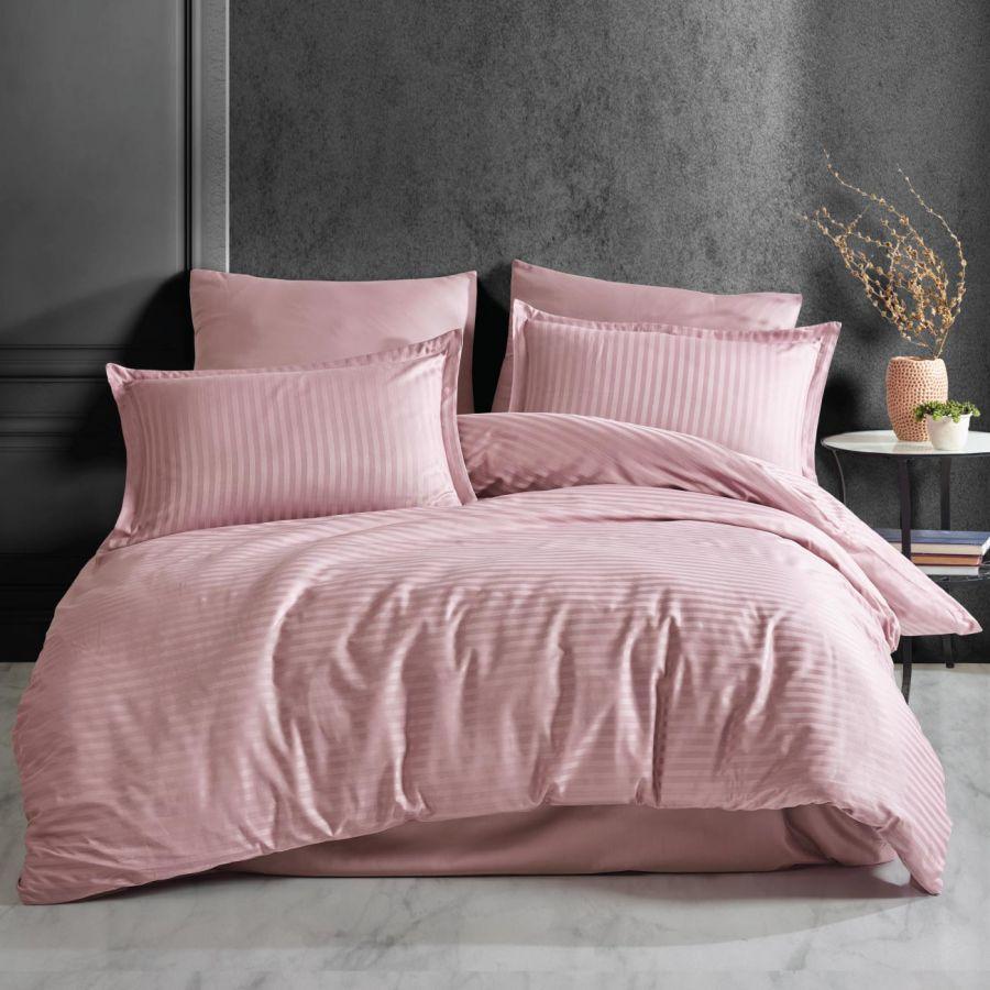 LENJERIE DE PAT BUMBAC 100 % CU HUSA PENTRU SALTEA DE 140X200, 160 X 200 SAU 180 X 200 -PINK